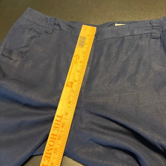 David N Navy Blue Linen Rayon Blend Crop Wide Leg Pant Size 8 Lined - Picture 4 of 6